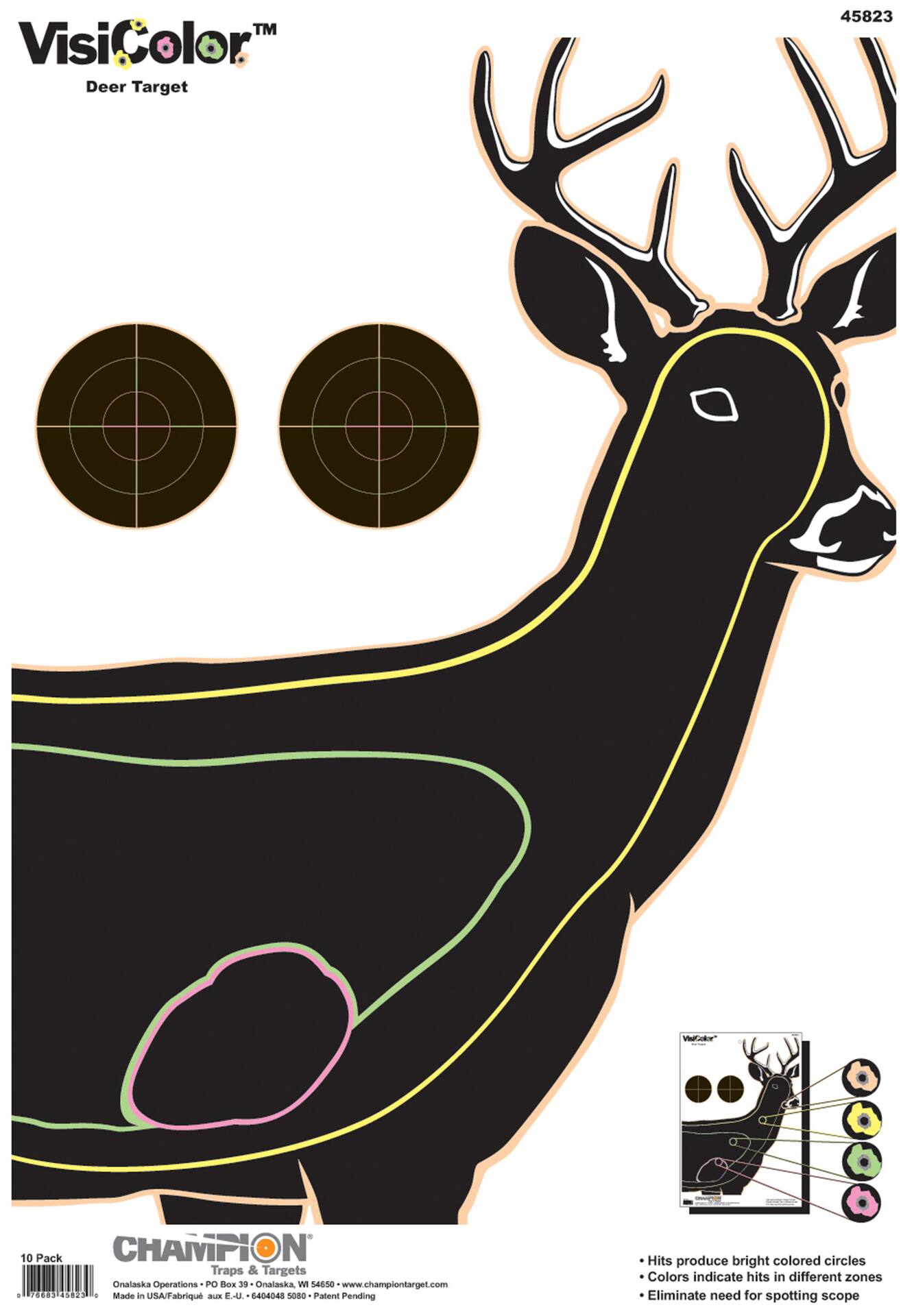 Primos Champion VisiColor Hunting Deer Shooting Target, Black, 13 x 18 ...