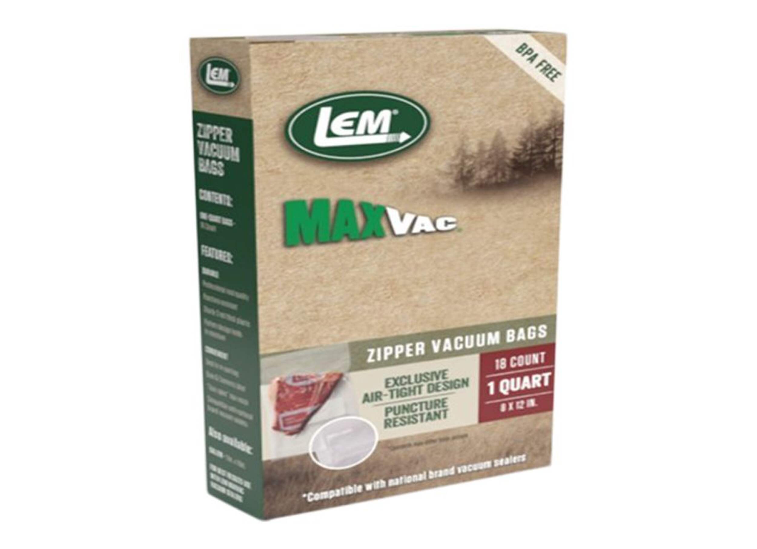 LEM Max Vacuum Quart Sealer Bags, 18-pk Front_Three_Fourths_Angled_Right