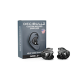 Bouchons d'oreille moulés sur mesure Decibullz, cote de réduction du bruit de 31 dB, noir