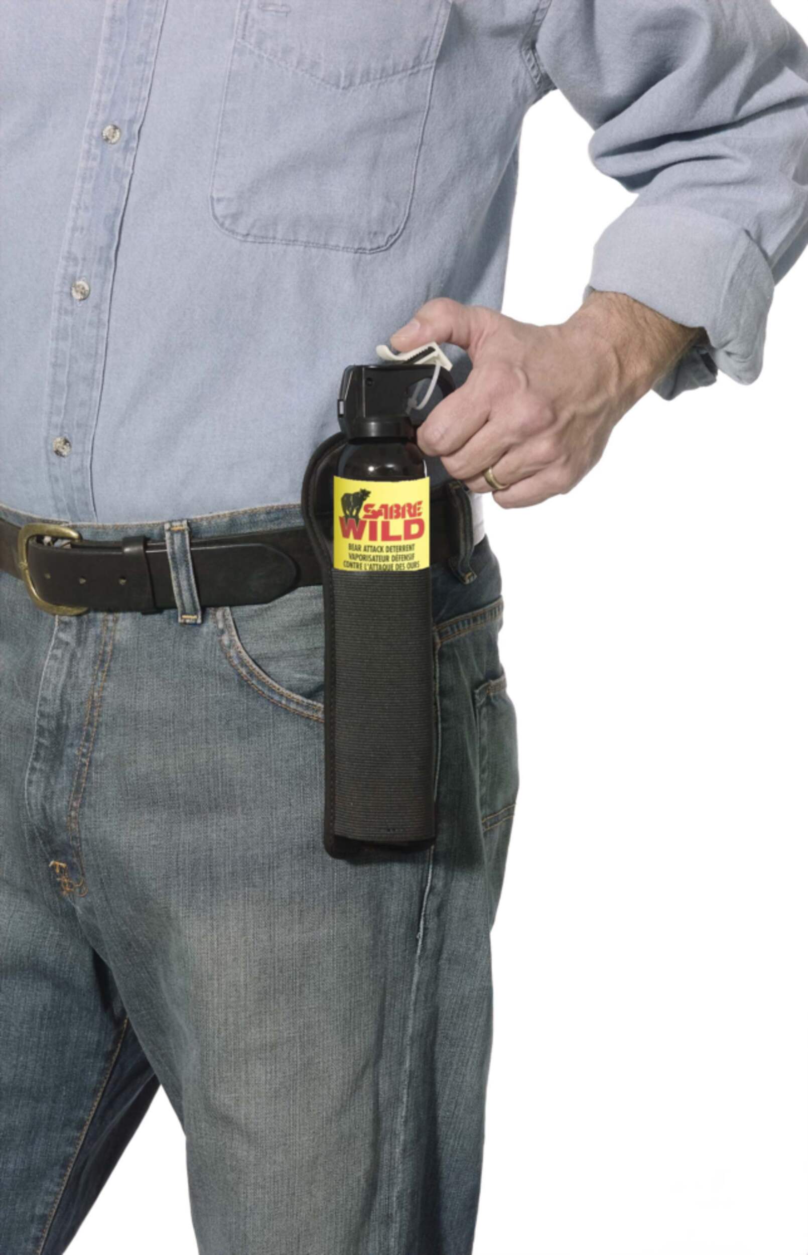 Sabre Frontiersman Hunting Belt Holster, Holds 225-g Canister Front_Flat