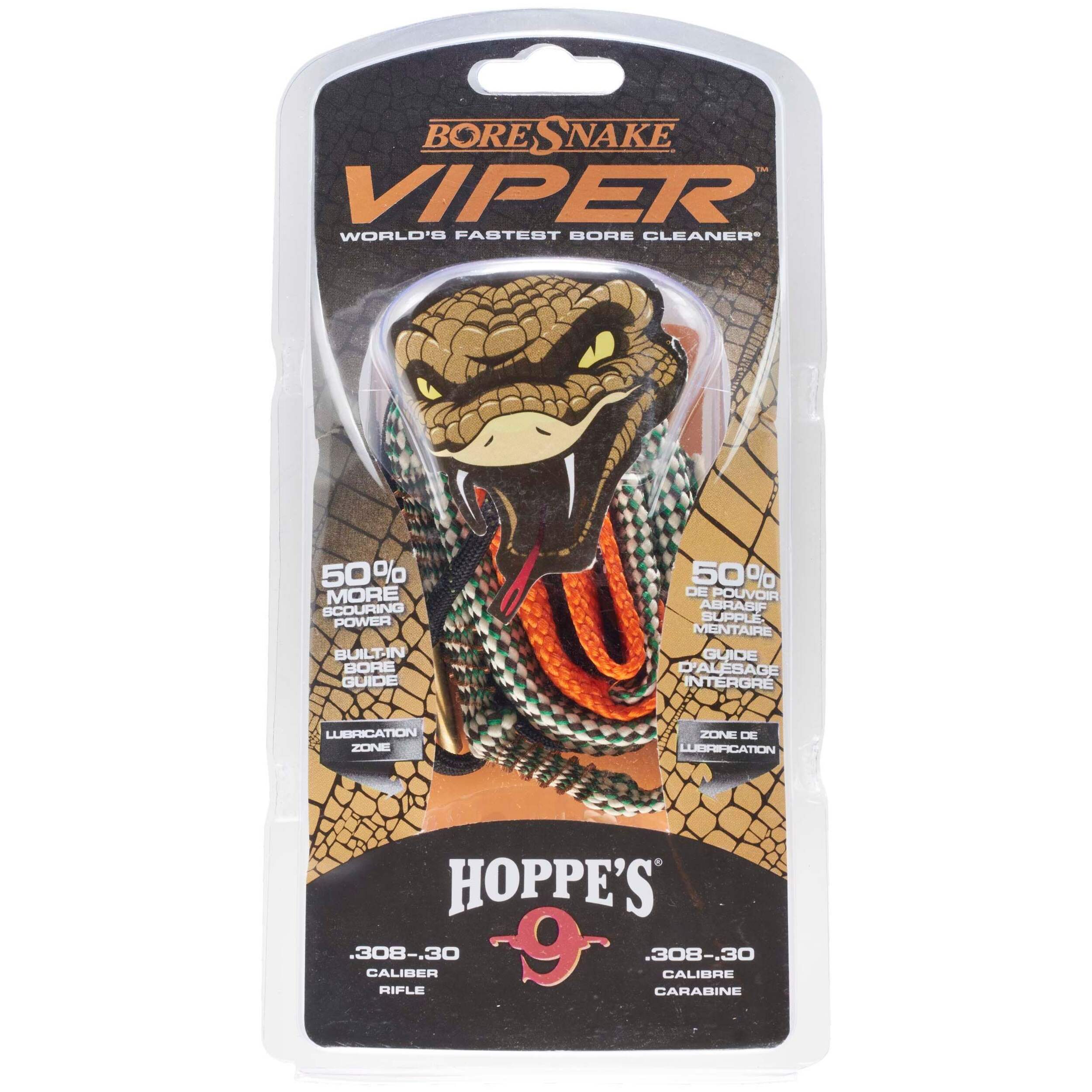 Hoppe's Boresnake Viper Hunting Rifle Bore No.9 Cleaner, .308, .30 Caliber Front_Flat