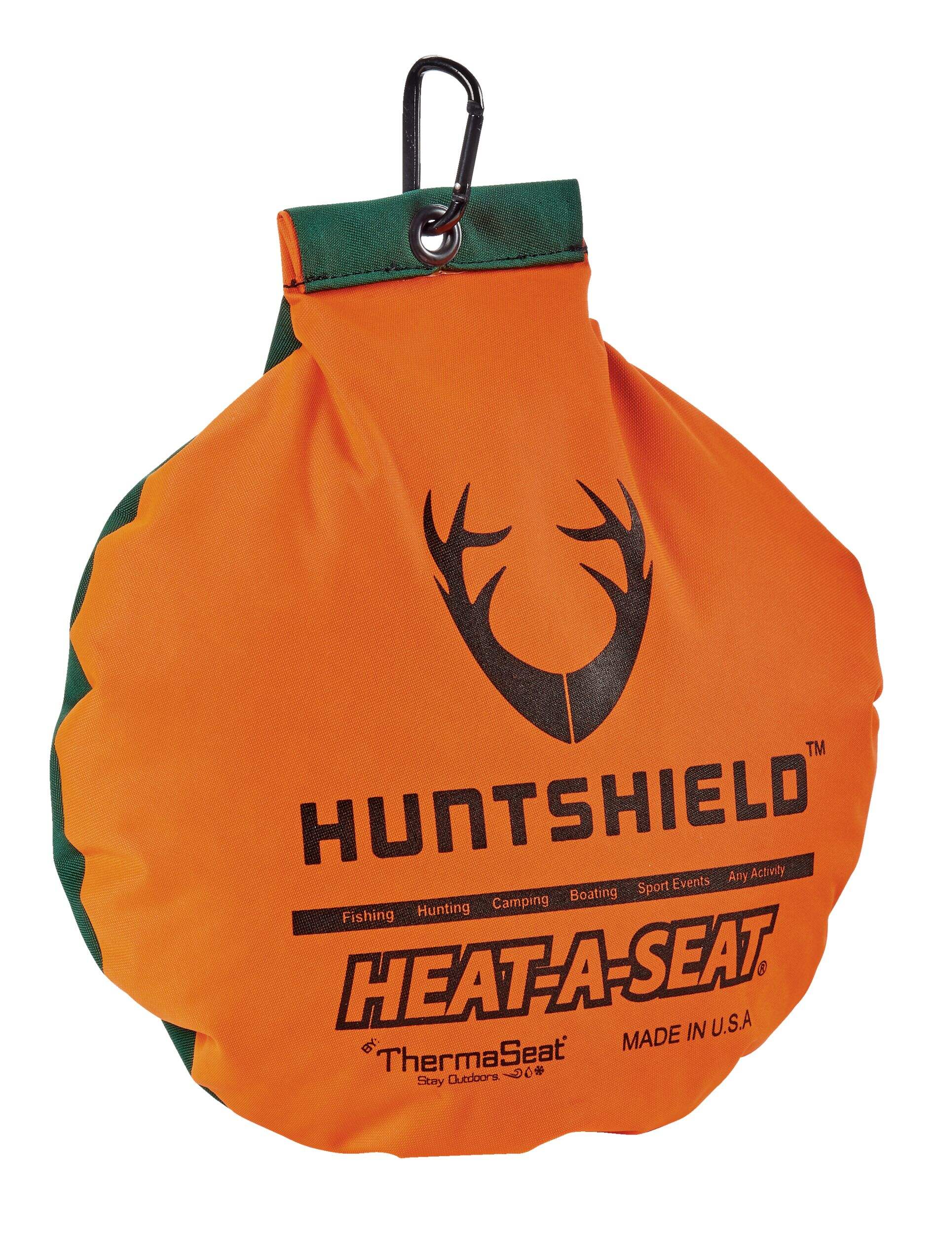 Therm-A-Seat Huntshield Heat-A-Seat, Green/Blaze Orange, 17-in Front_Angled_Right