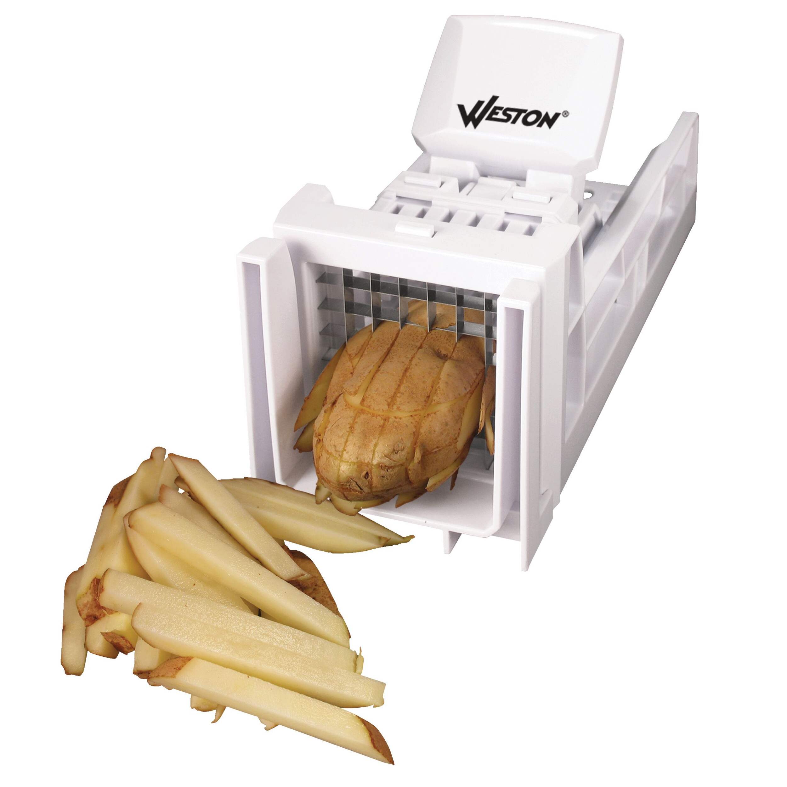 Weston Dishwasher Safe French Fry Cutter & Vegetable Dicer, White Front_Angled_Left