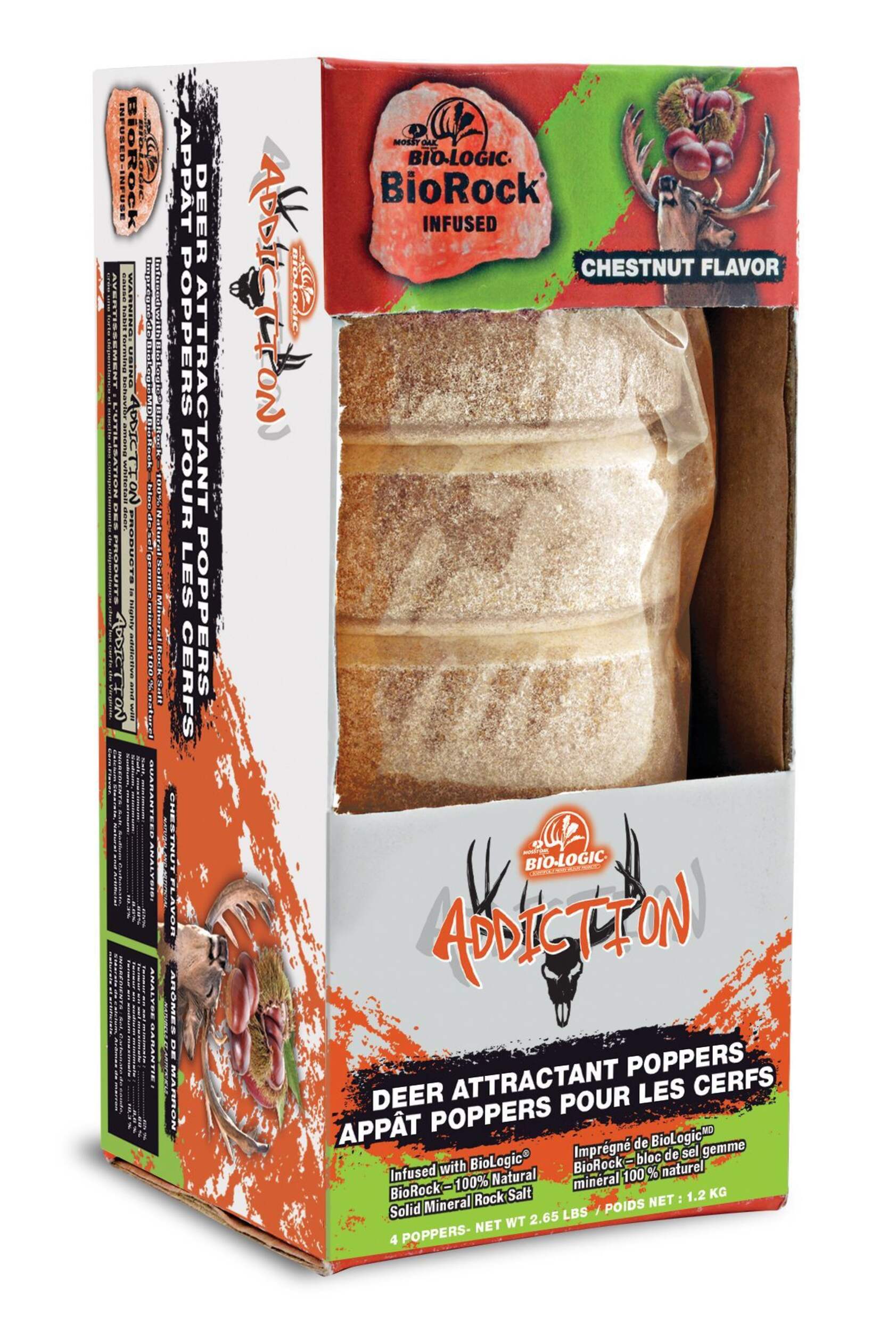 Biologic Deer Attractant Poppers, Chestnut, 5-pk Front_Angled_Right