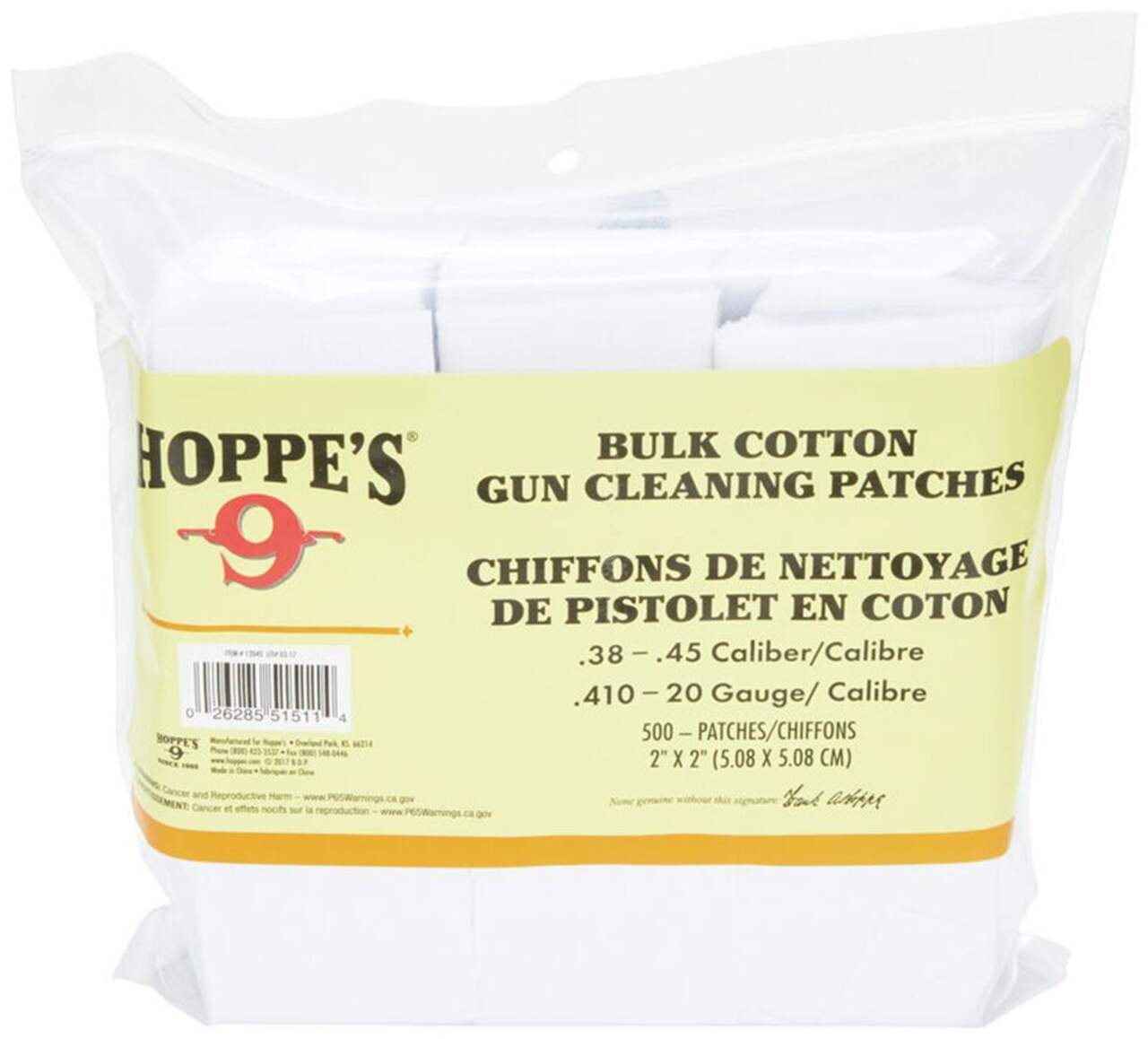 Hoppe's No.1 Hunting Small Bore Gun Cleaning Patches, 60-pk