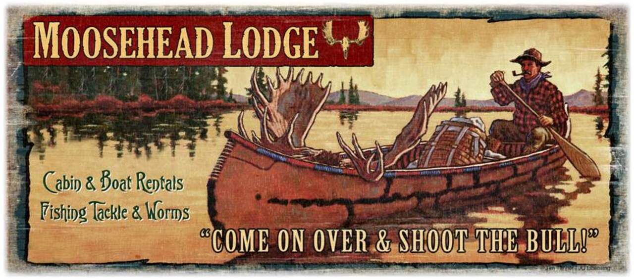 Unique Hunting & Fishing Poster, Canoe Trout Cabin Wall Art Gift