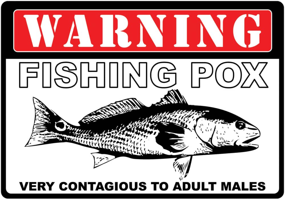 RIVERS EDGE Fishing Pox Tin Sign, 12 x 17-in