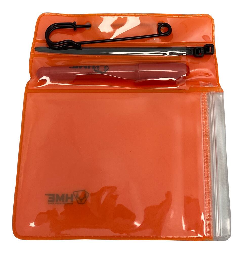 HME HUNTER’S HUNTING LICENSE HOLDER WITH PEN & ZIP TIES 