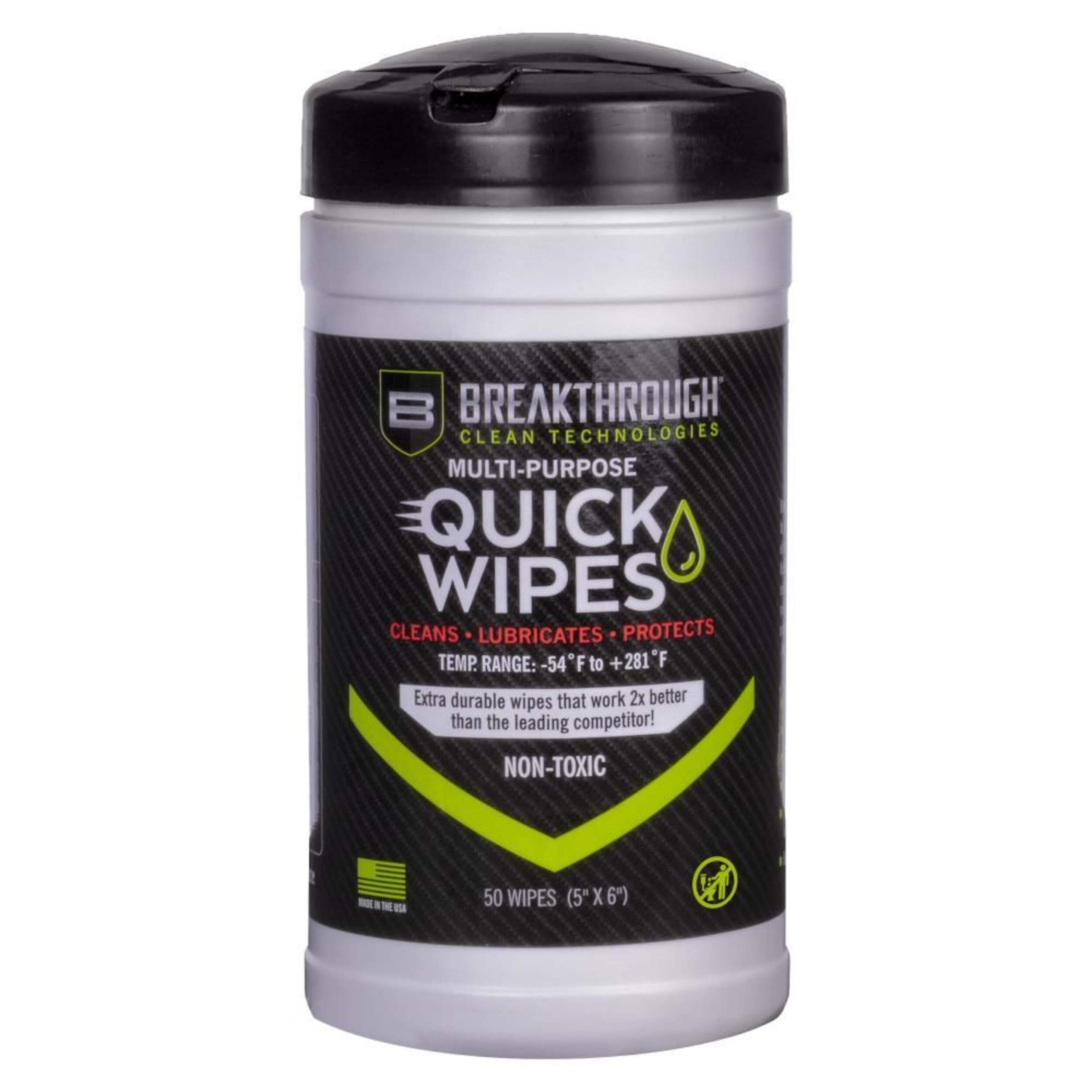 Allen Breakthrough Clean Technologies Multi-Purpose Non-Toxic Quick Wipes, Low Odour, 50-ct, 5 x 6-in Front_Flat
