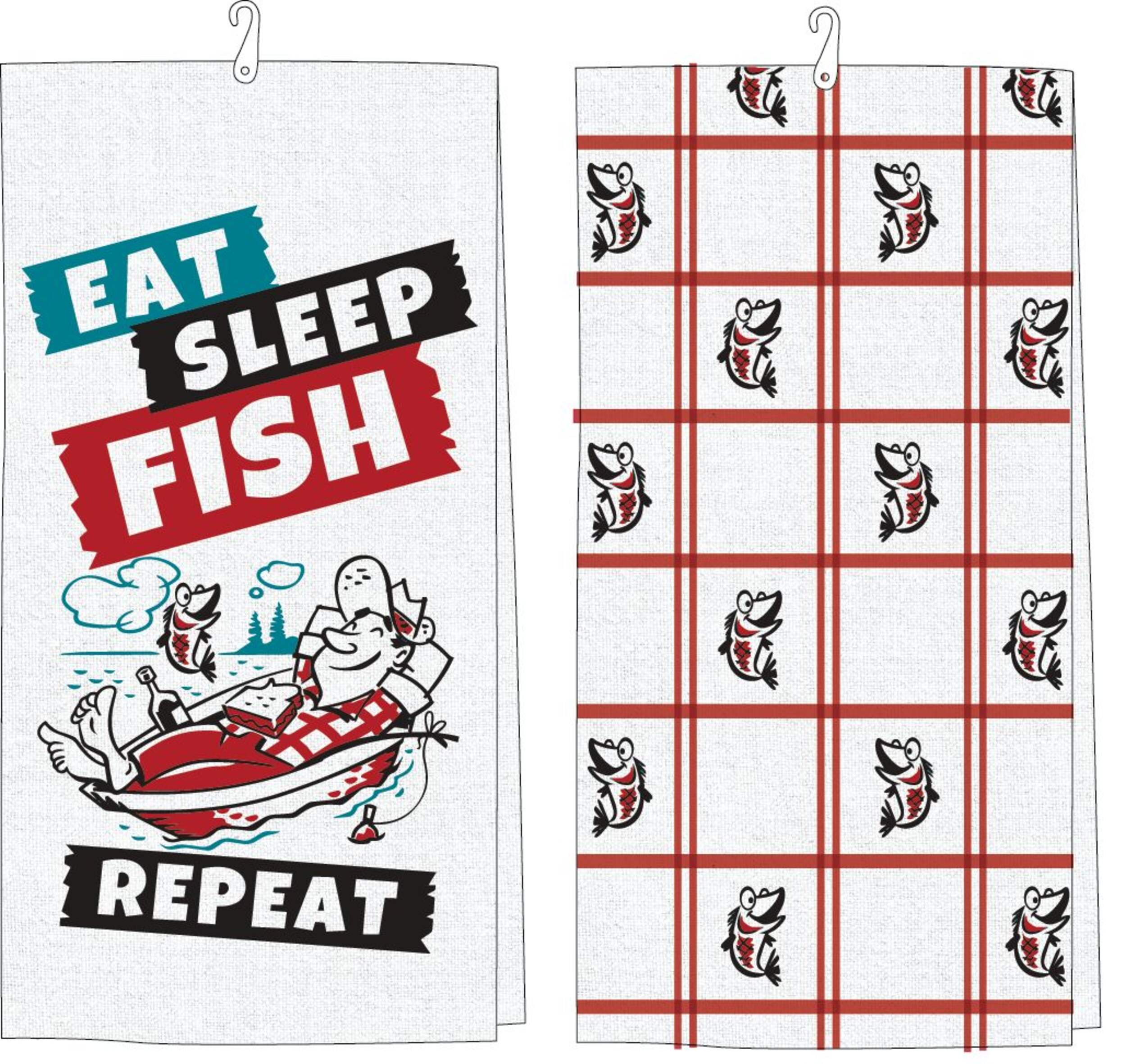 Linge à vaisselle en coton East Sleep Fish Repeat Open Road Brands Front_Flat