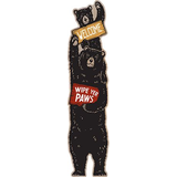 Open Road Brands Matte Die Cut Flat MDF "Wipe Your Paws" Decorative Welcome Sign, Black Front_Flat