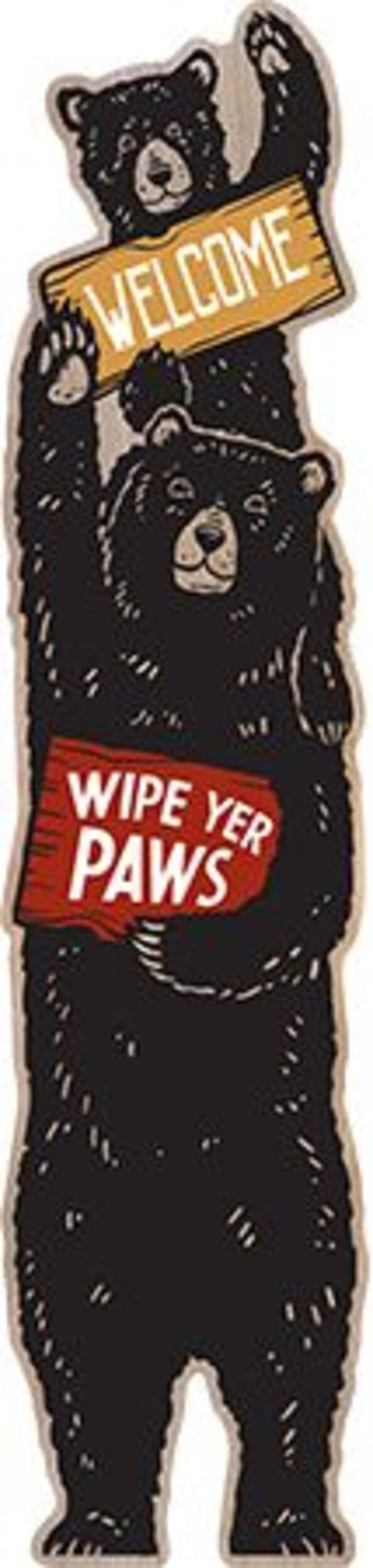 Open Road Brands Matte Die Cut Flat MDF "Wipe Your Paws" Decorative Welcome Sign, Black Front_Flat