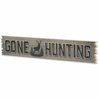 Open Road Brands Die Cut MDF "Gone Hunting" Decorative Sign, Wood, Brown Front_Three_Fourths_Angled_Left