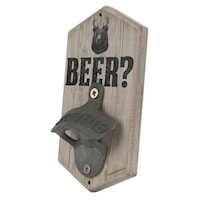 Open Road Brands "Beer" Bear Decorative Bottle Opener, Wood/Metal, Brown Front_Three_Fourths_Angled_Left