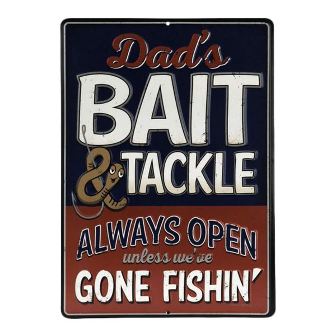 Open Road Brands Dad's Bait and Tackle Embossed Decorative Tin