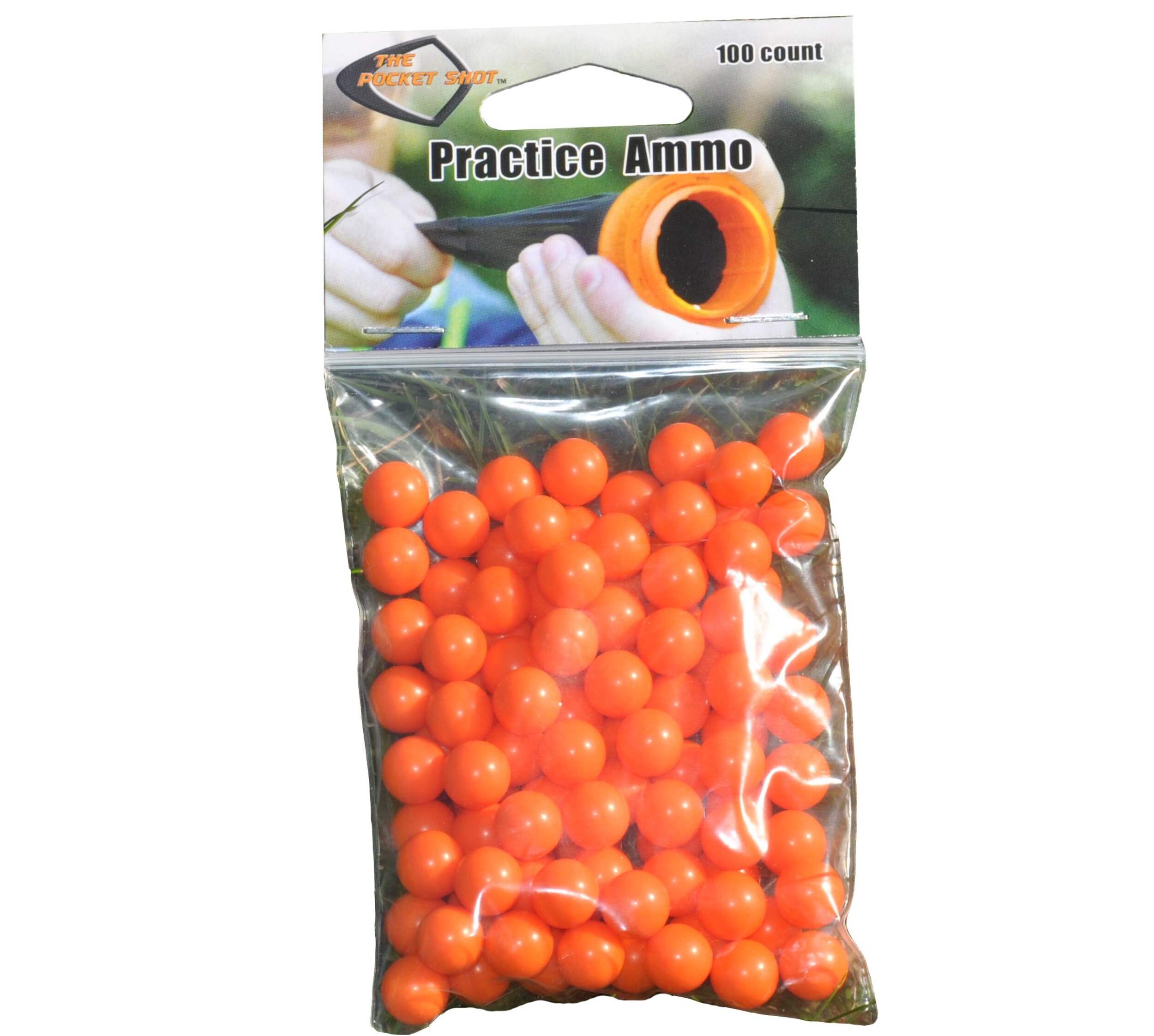PocketShot 10mm Orange Plastic Slingshot Practice Ammo, 100-pk Front_Flat