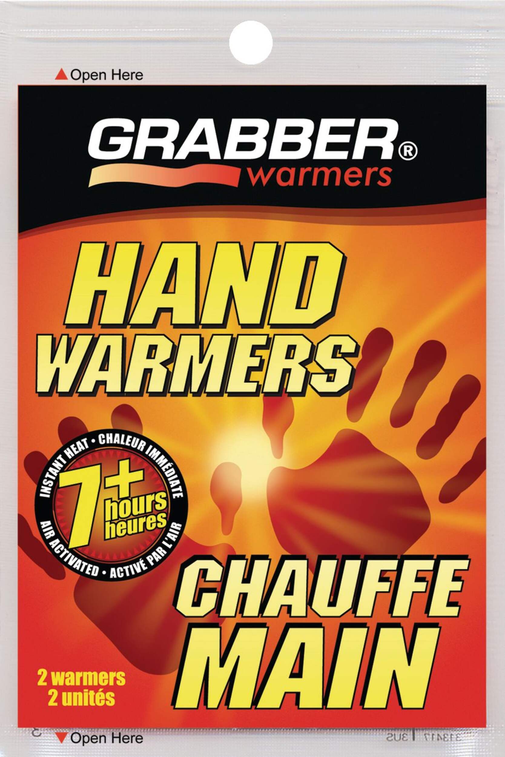 Grabber Hand Warmers for Use Inside Gloves/Pockets, 7 hours of Warmth, Instant Heat, 1-Pair Front_Flat