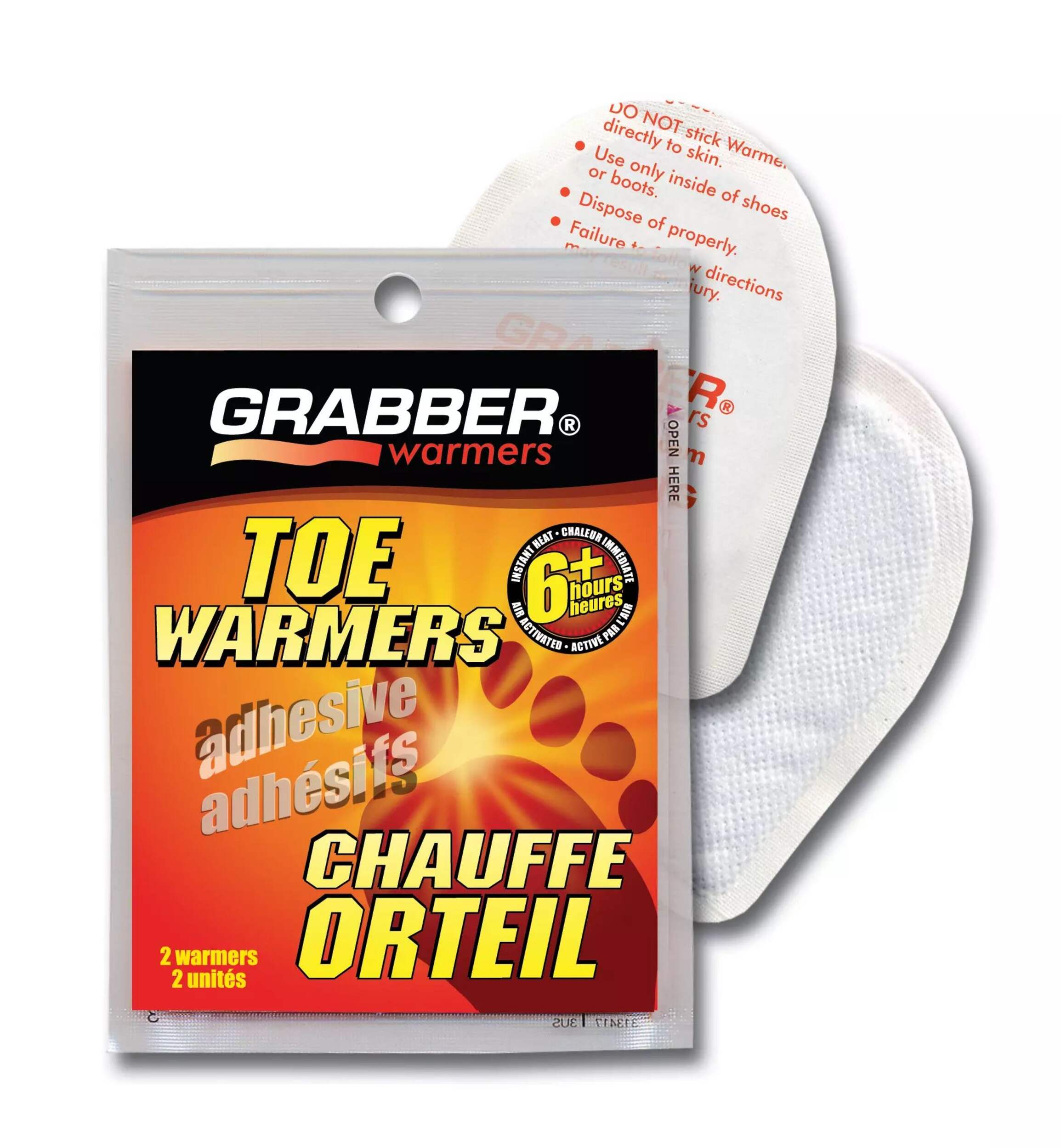 Grabber Adhesive Toe Warmers, Air-Activated, 1-Pair Front_Flat