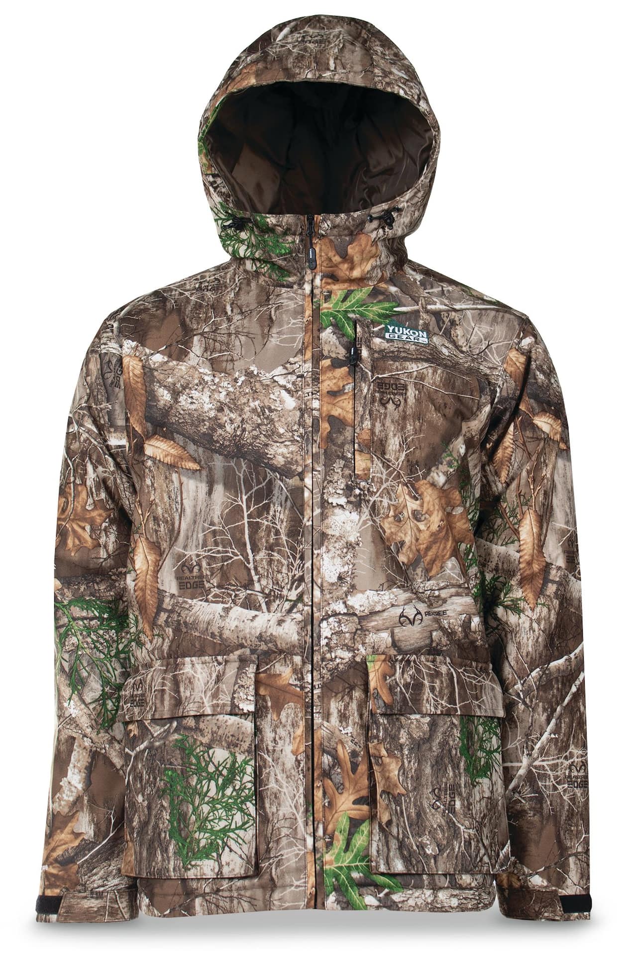 Yukon Gear Men's Insulated Water-Resistant Windproof Hunting Jacket with  Cargo Hand Pockets, Realtree Edge Camo