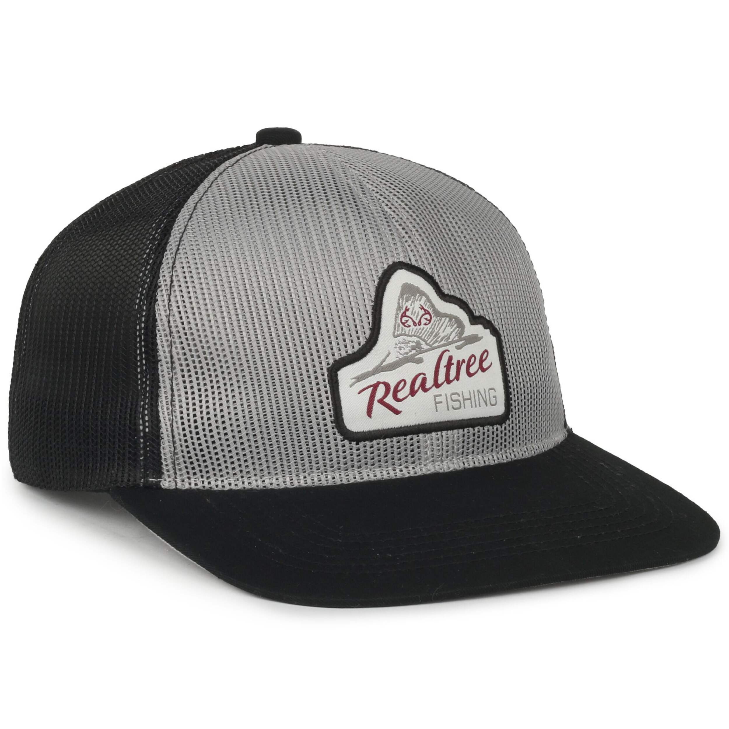 Outdoor Cap Realtree Flat Visor Urban Squared Flat Cap, Light Grey/Black Front_Three_Fourths_Angled_Right