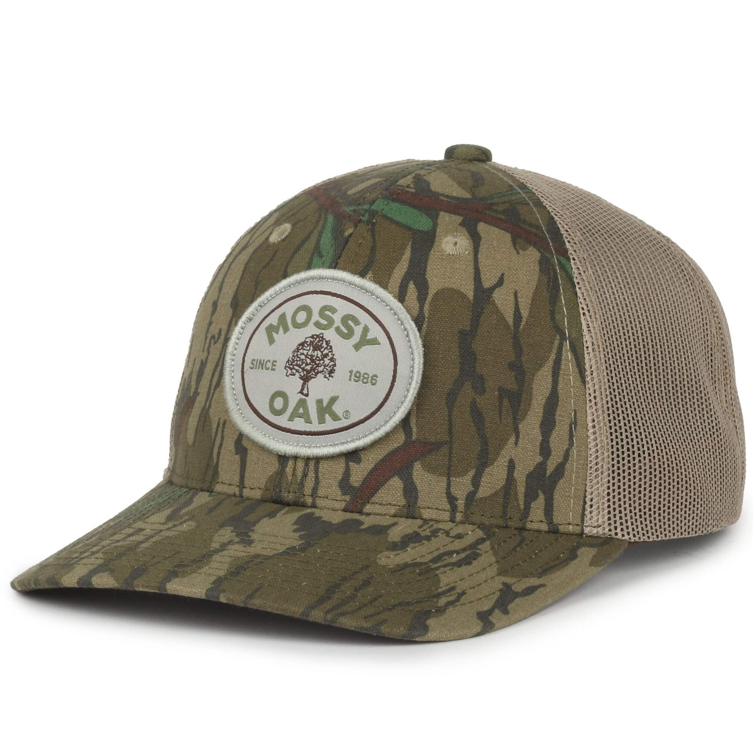 Outdoor Cap Mossy Oak 6-Panel Mid Pro Cap, Cotton/Mesh, Greenleaf/Khaki Front_Three_Fourths_Angled_Left