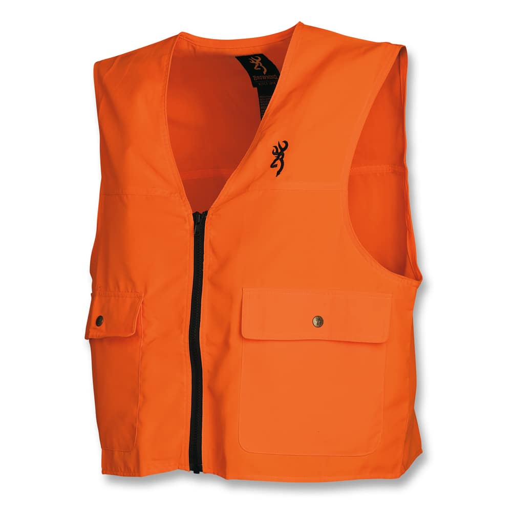 Browning Unisex Safety Blaze High Vis Hunting Vest with Large FlaP Pockets,  Orange