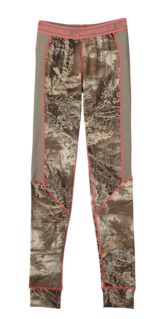 Huntshield Women's Base Layer Moisture-Wicking Pants for Hunting, Realtree  Edge Camo