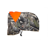 Haut à capuchon et foulard 2-en-1 en molleton polaire chaud Hot Shot pour hommes pour la chasse et la randonnée, camouflage/orange vif Overhead_Flat