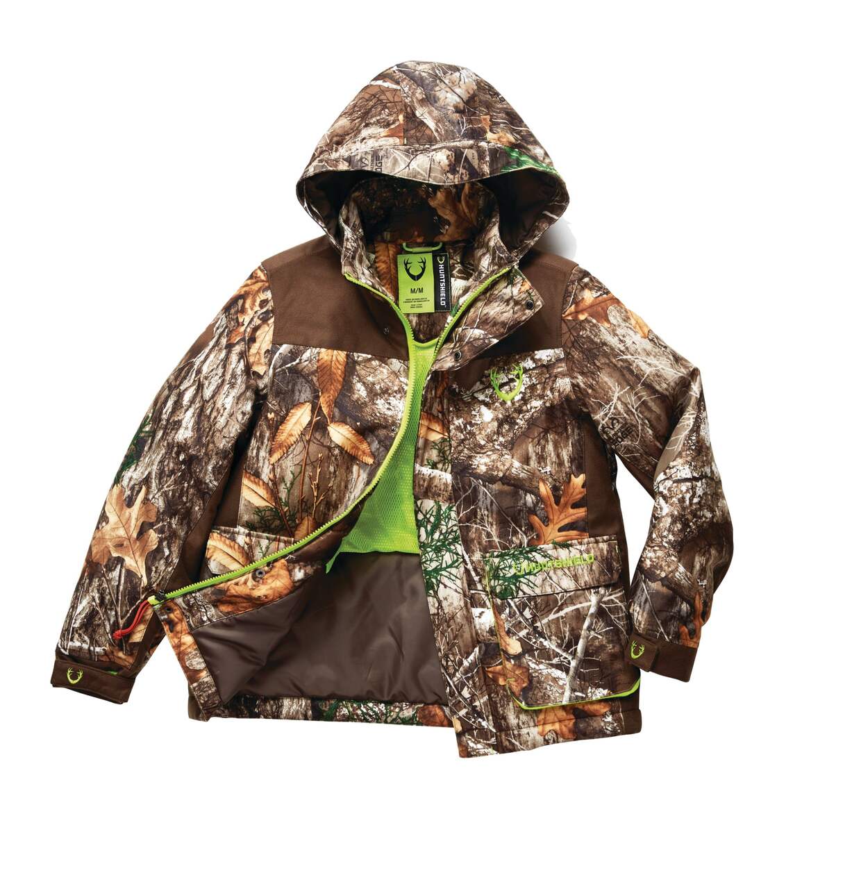 Huntshield Youth Pullover Hoodie with Pockets for Hunting/Hiking, Camo/Green