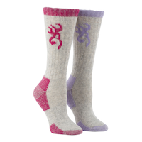 Browning Women's Outdoors Crew-Length Socks for Hunting/Hiking, Grey Front_Angled_Right