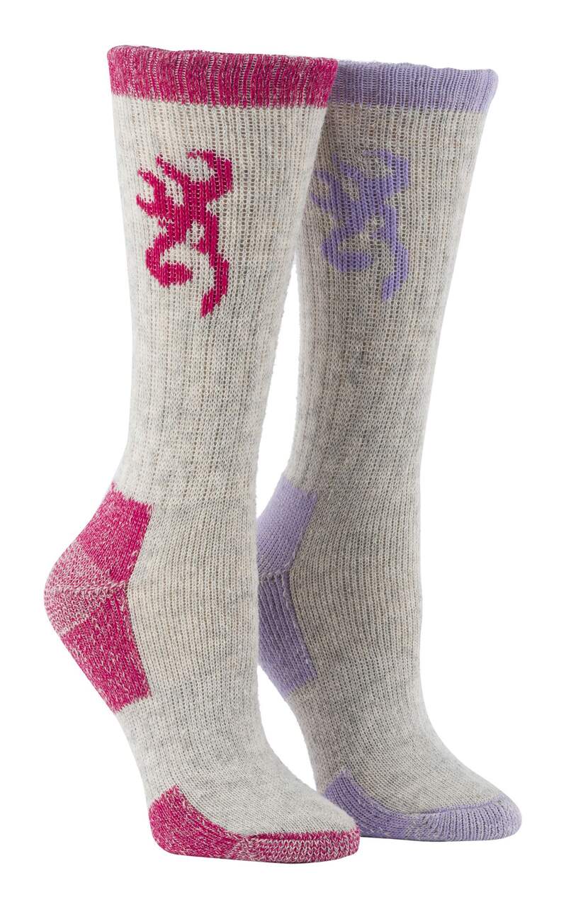 Browning Women's Outdoors Crew-Length Socks for Hunting/Hiking, Grey