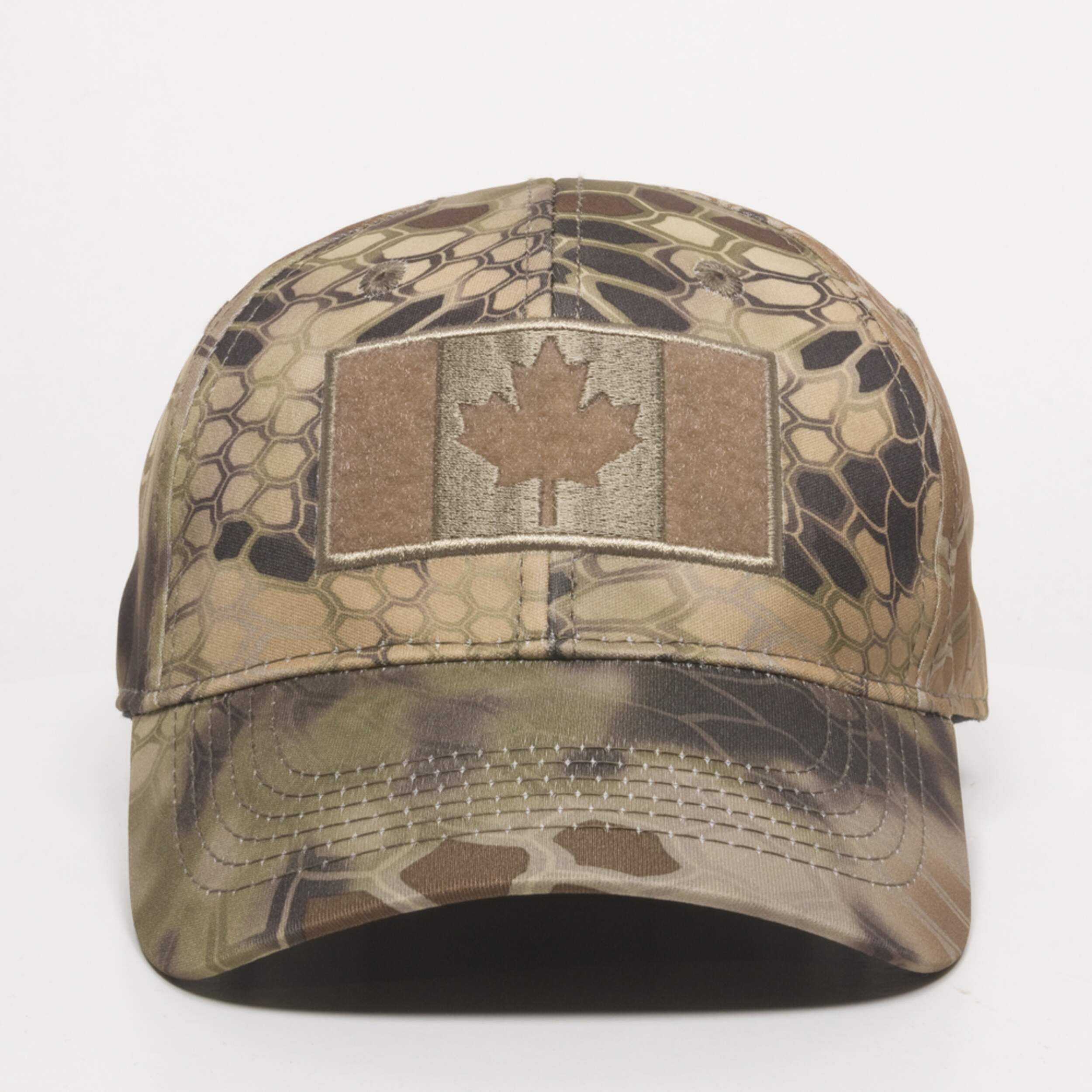 KryPtek Highlander Hunting Baseball CaP with Canadian Flag Design, Camo Front_Elevated