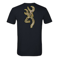 Browning Buckmark Cotton T-Shirt for Hunting/CamPing/Hiking, Black/Realtree Edge Camo