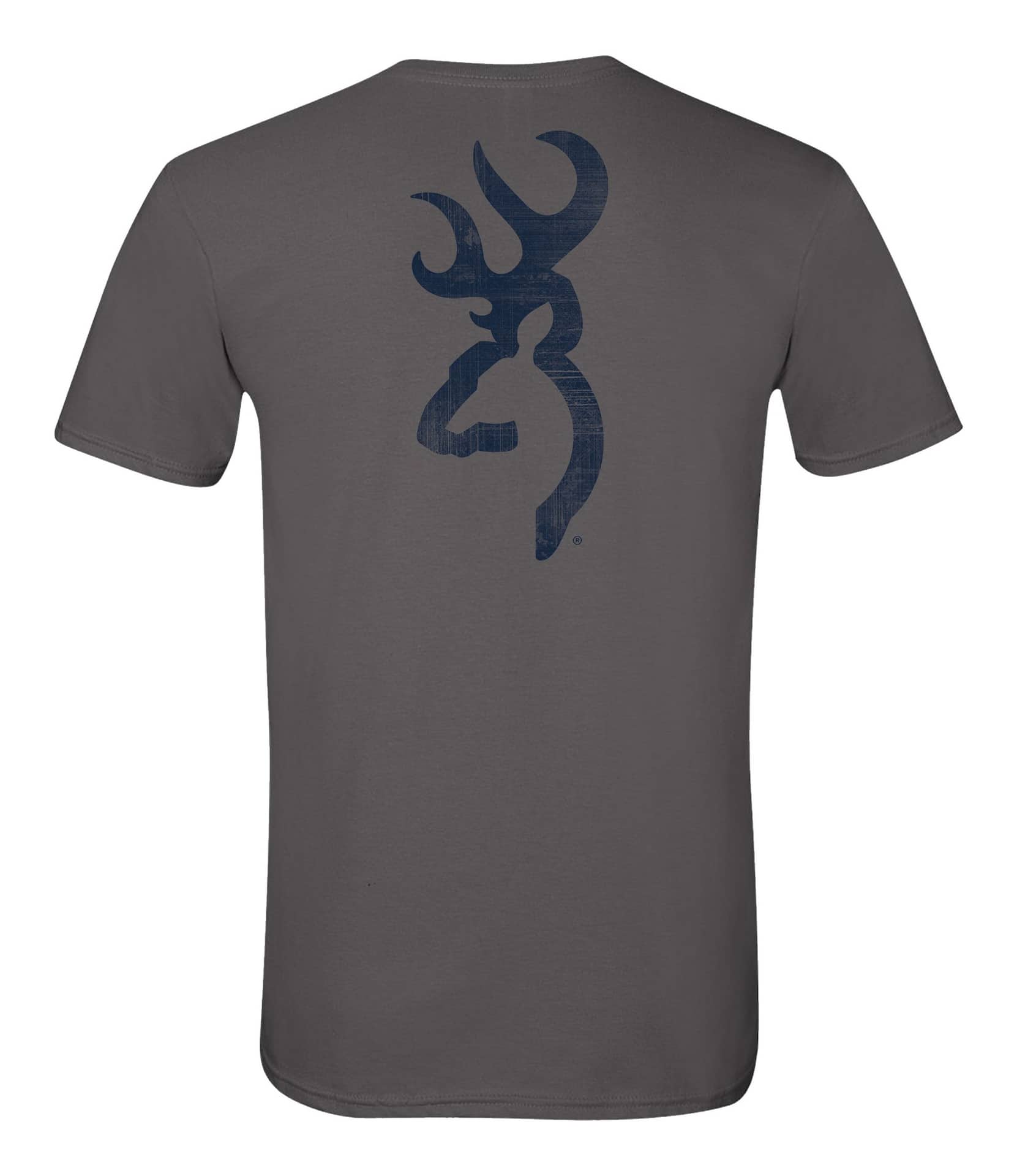 Browning Buckmark Cotton T-Shirt for Hunting/Camping/Hiking, Charcoal/Blue