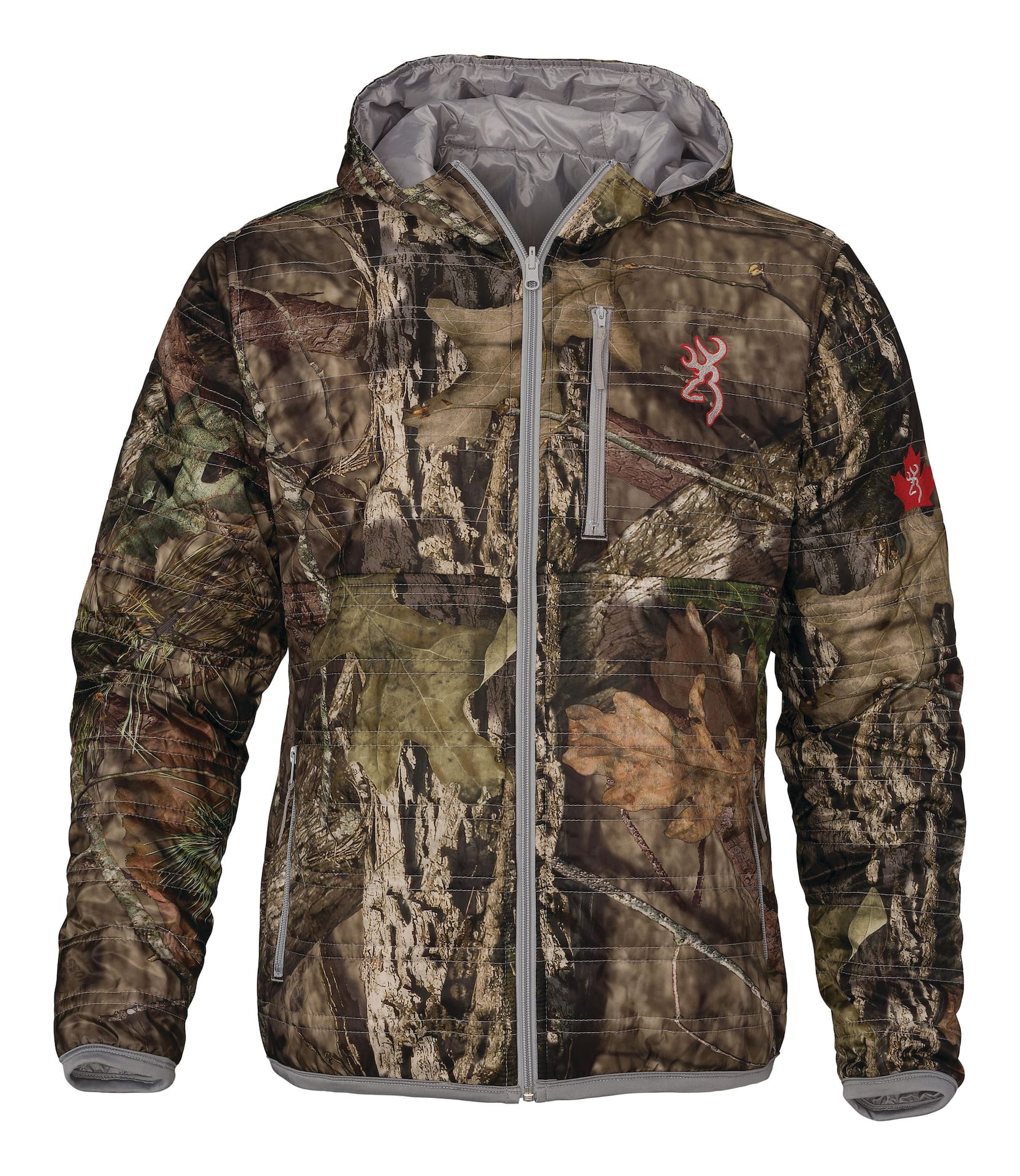 Browning Unisex Insulated Reversible Hunting Jacket with Hand Warmer  Pockets, Camo/Grey