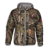 Browning Unisex Insulated Reversible Hunting Jacket with Hand Warmer Pockets, Camo/Grey Front_Flat