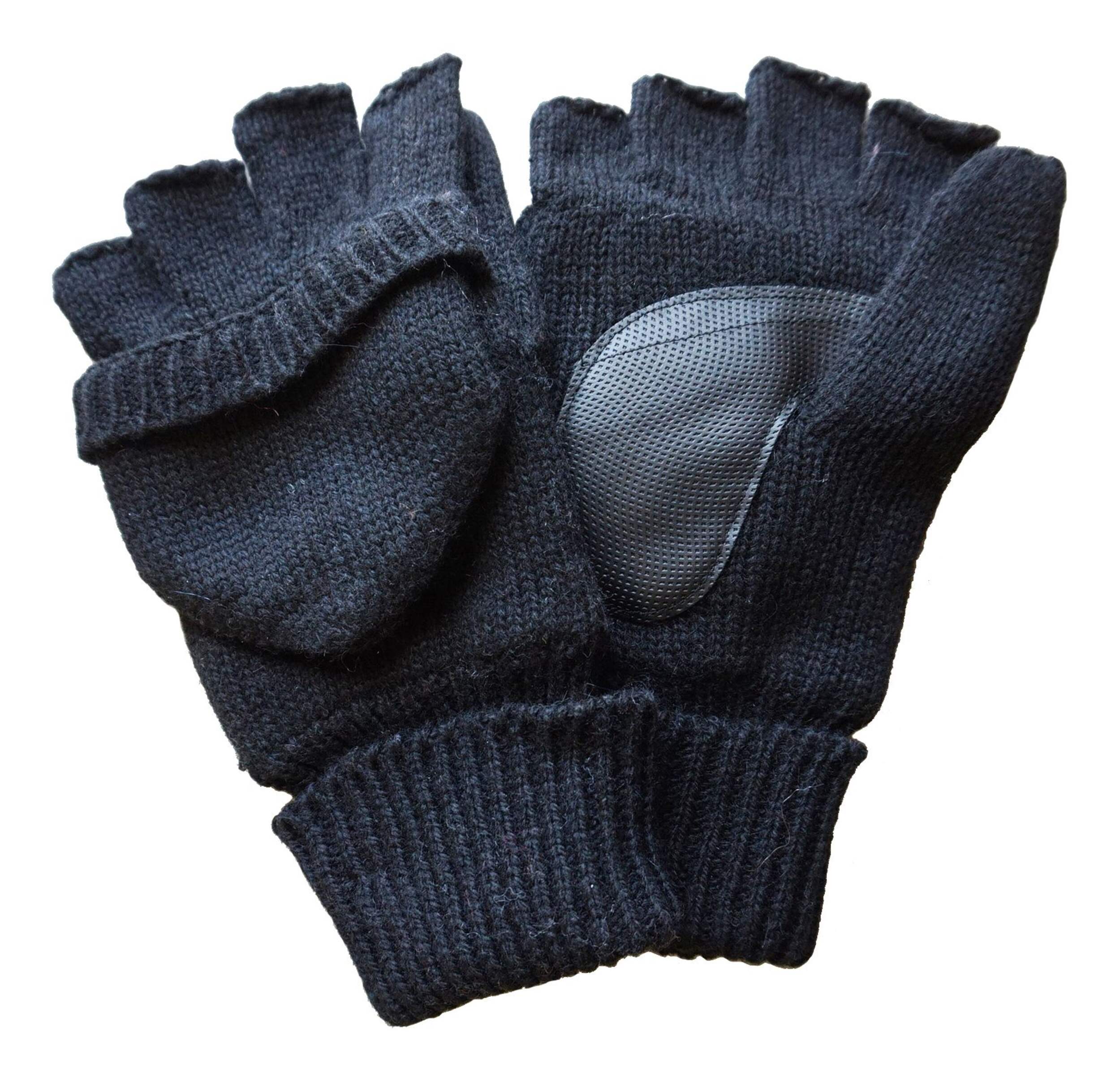 Yukon Gear Ragwool Flip Mitts/Gloves with Handwarmer Pocket for Hunting/Hiking, Black Composite_or_Mixed