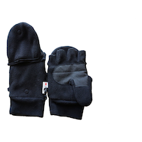 Yukon Gear Fleece Flip Mitts/Gloves with Handwarmer Pocket for Hunting/Hiking, Black