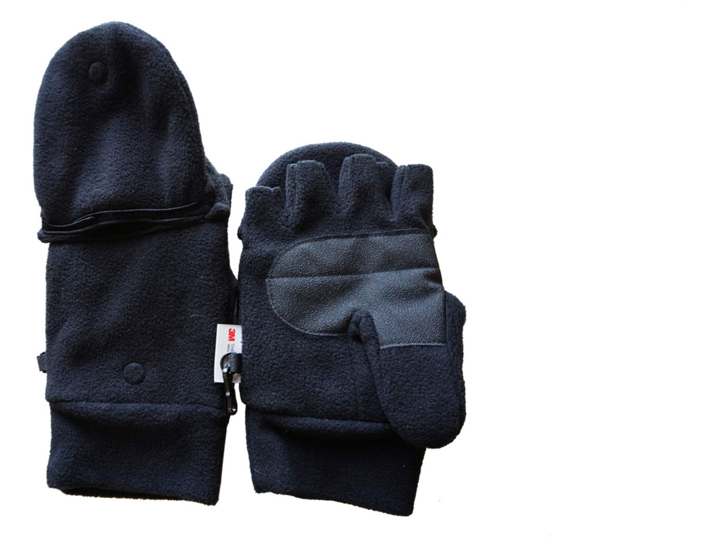 Yukon Gear Fleece Flip Mitts/Gloves with Handwarmer Pocket for Hunting/Hiking, Black Composite_or_Mixed