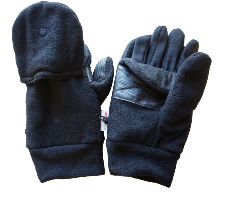 Yukon Gear Fleece Flip Mitts/Gloves with Sure Grip, Handwarmer Pocket for  Hunting, Black