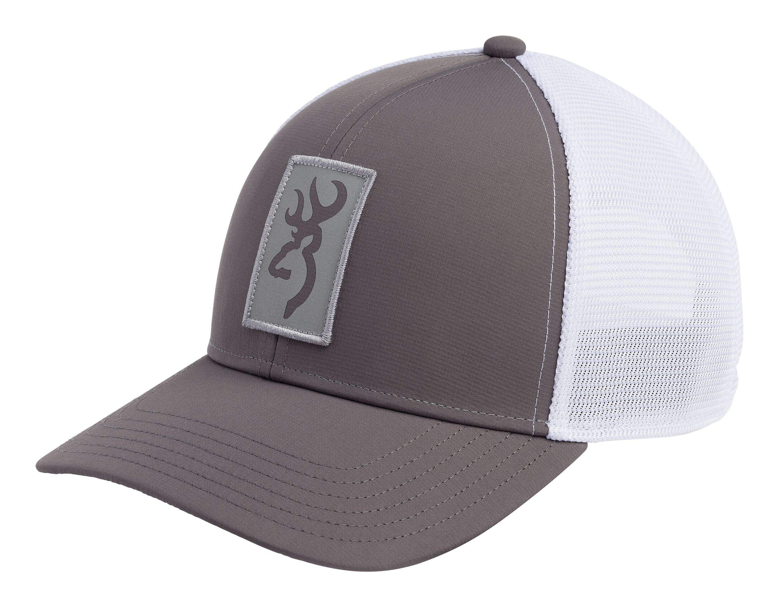 Browning Beacon Hunting Mesh Back Baseball CaP with Adjustable Closure, Grey/White Front_Angled_Left