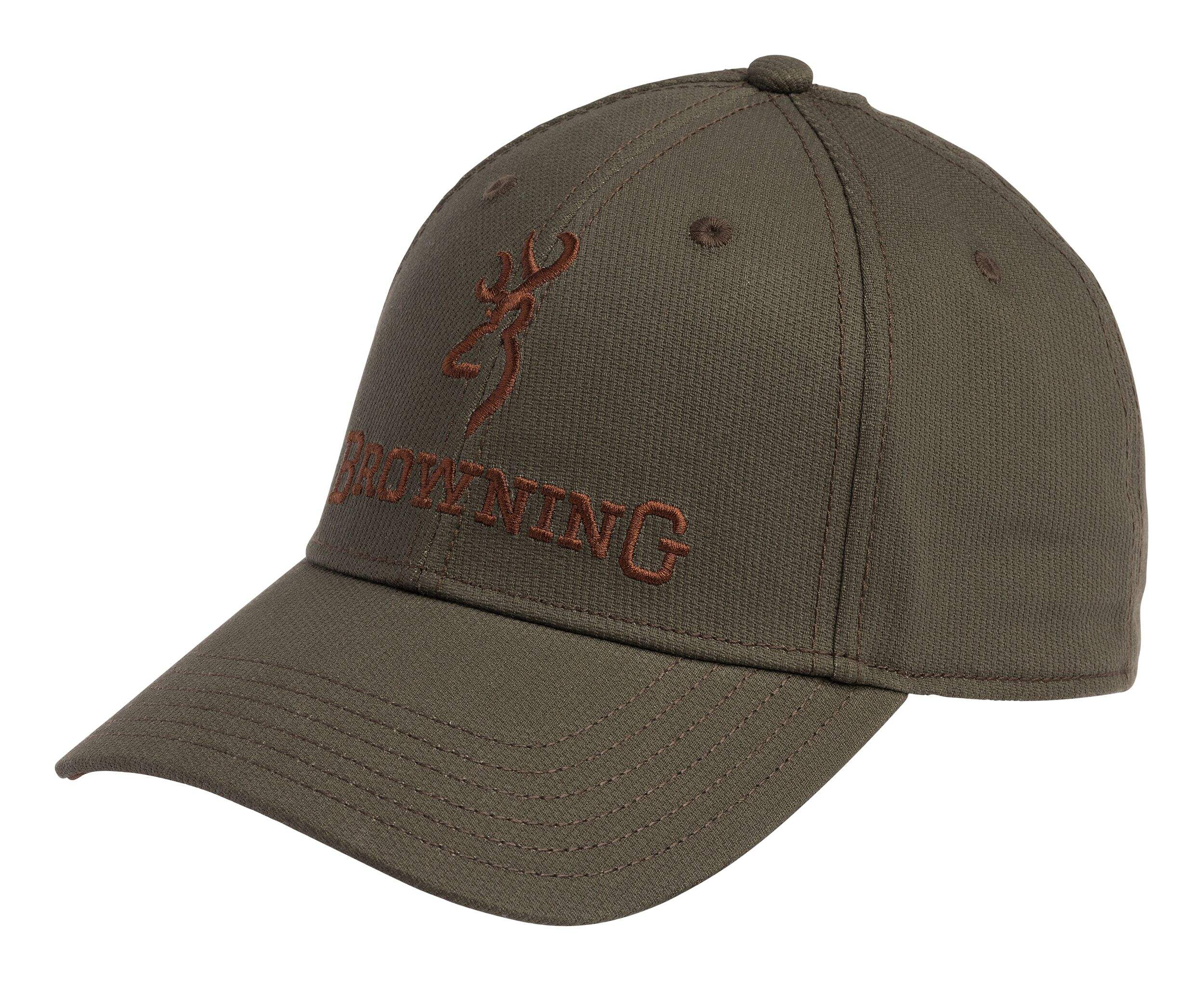 Browning Deluxe Loden Hunting Baseball Cap with Adjustable Closure, Khaki Green Front_Angled_Left
