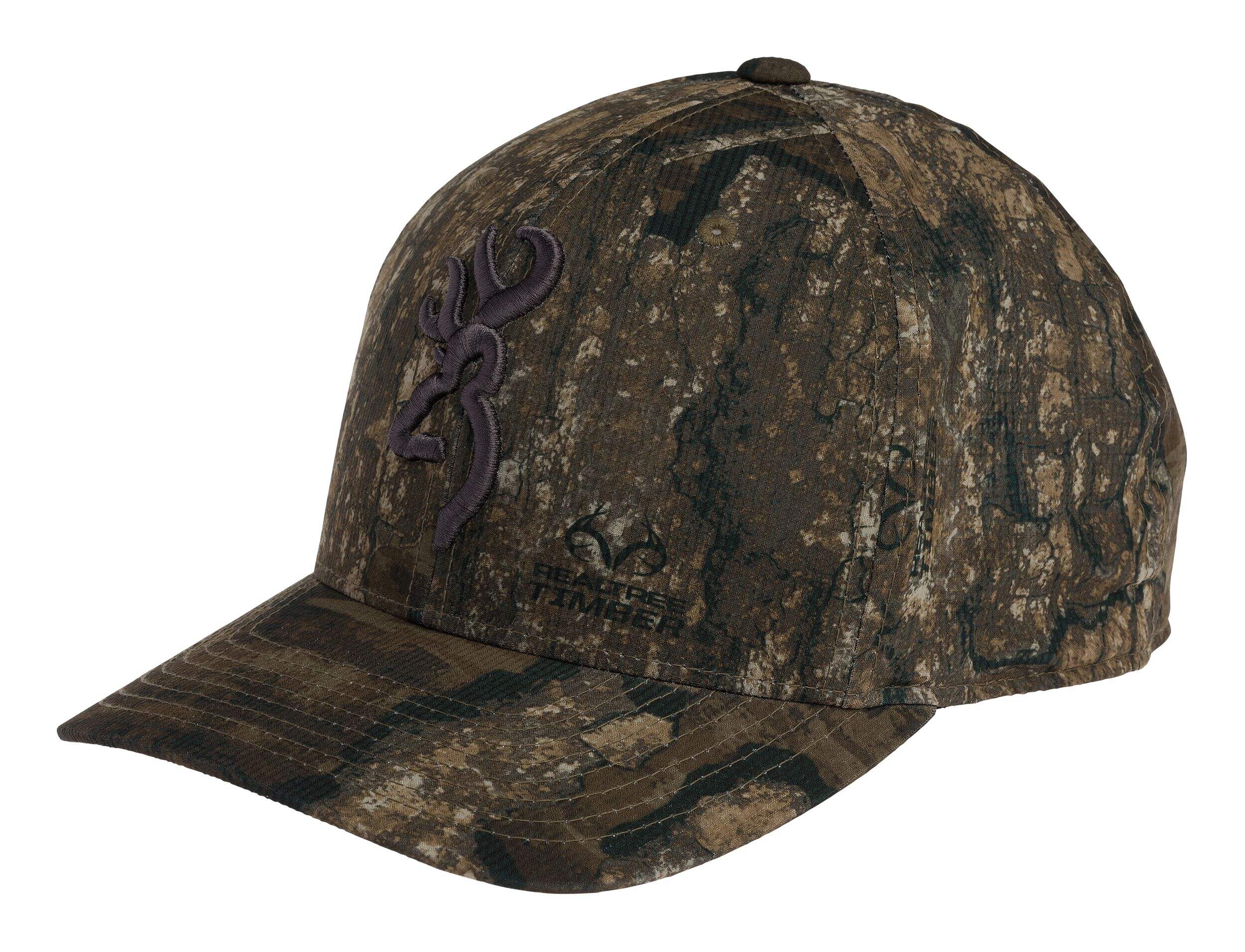 Browning CuPPed UP Hunting Baseball CaP with Adjustable Closure, Realtree Timber Camo Front_Angled_Left