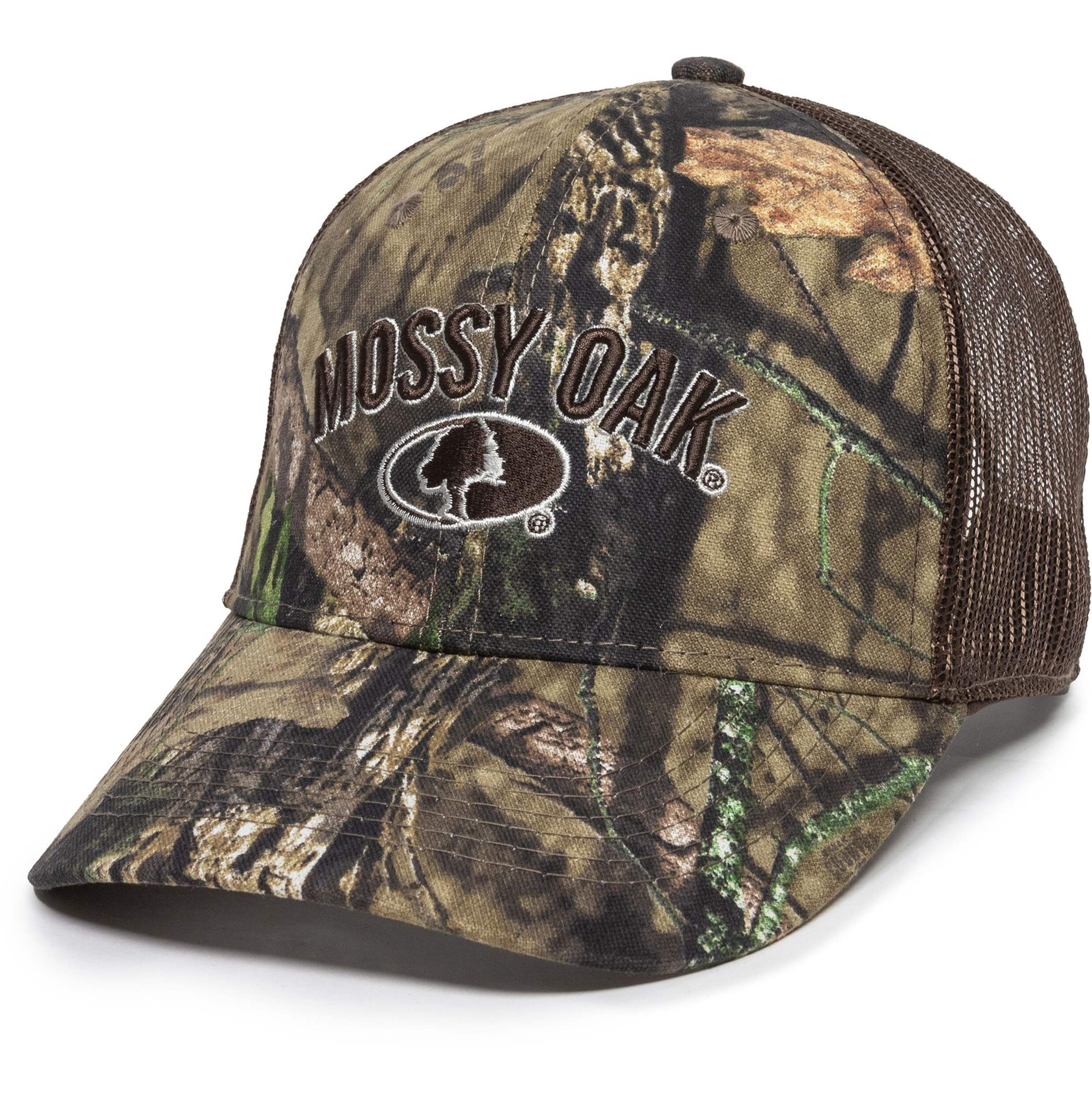 Mossy Oak Country Mesh Back Hat, Brown Front_Angled_Left