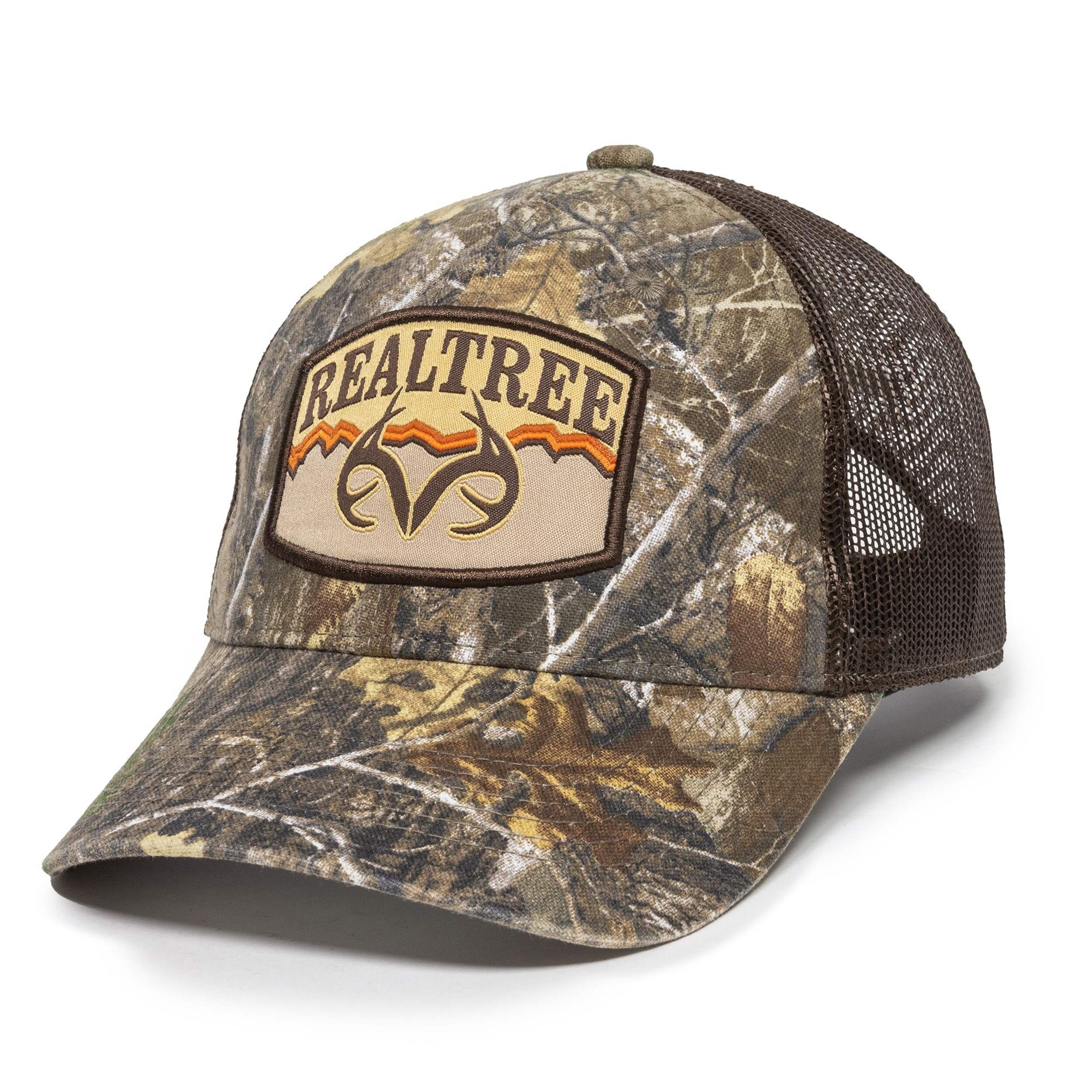 Casquette de baseball à dos en filet de chasse Realtree avec fermeture réglable, camouflage Realtree Edge/brun Front_Three_Fourths_Angled_Left