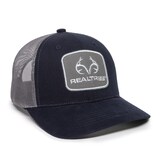 Realtree Hunting Mesh Back Baseball CaP with Adjustable Closure, Navy/ Grey Front_Three_Fourths_Angled_Right