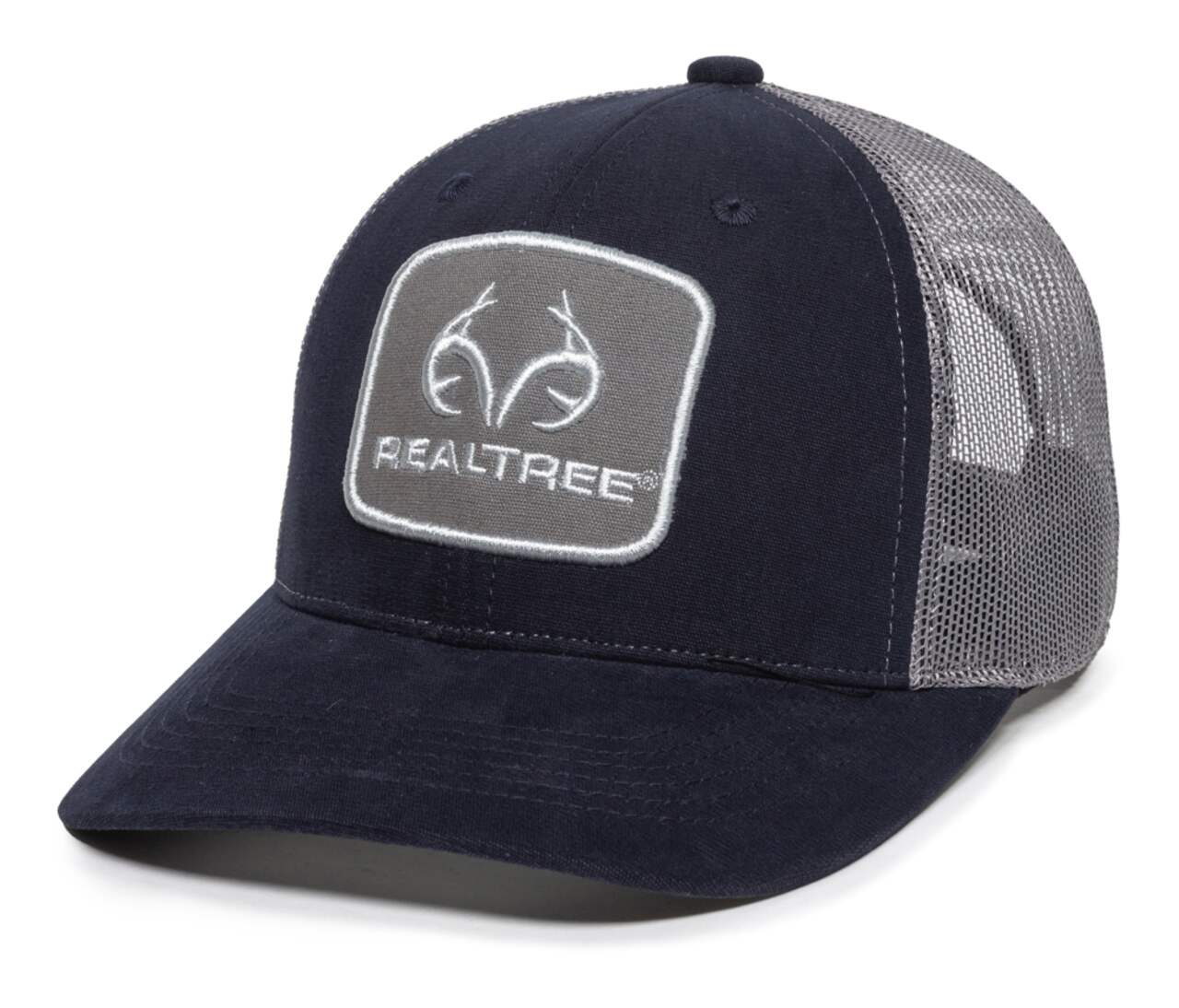 Realtree Hunting Mesh Back Baseball CaP with Adjustable Closure, Navy/ Grey