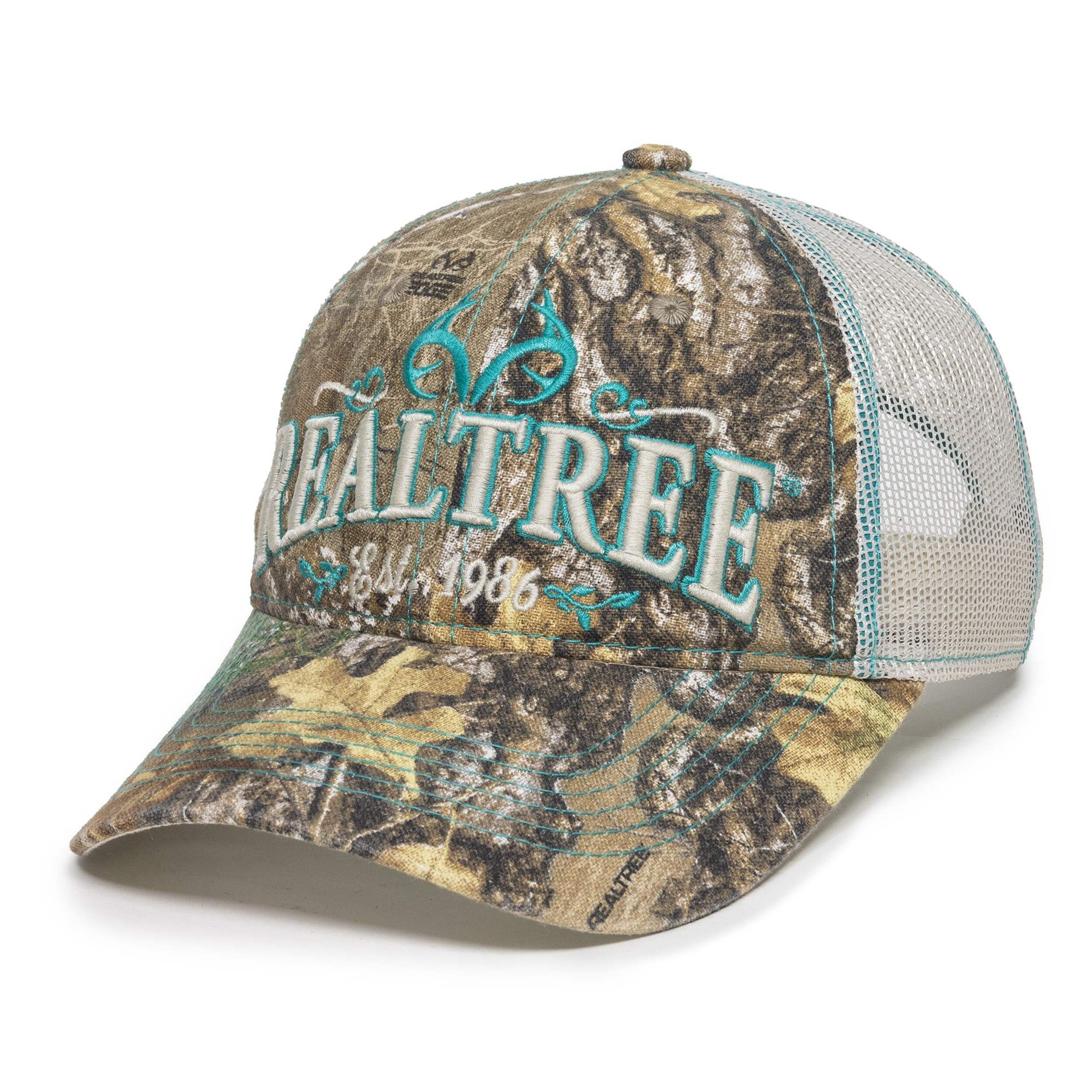 Realtree Women's Hunting Mesh Back Baseball CaP with Adjustable Closure, Realtree Edge Camo Front_Three_Fourths_Angled_Left