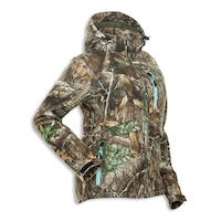 Manteau de chasse à capuchon à coquille souple hydrofuge DSG 2.0 pour femmes, camouflage Realtree Edge