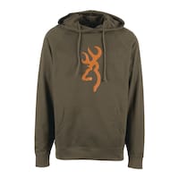 Browning Men's Carter Pullover Hunting Hoodie with Buckmark Print and Large Pocket, Brown Front_Elevated